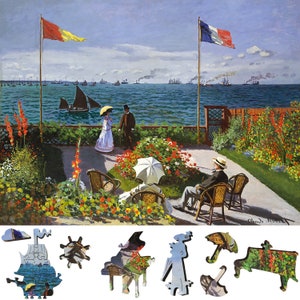 Wooden Jigsaw Puzzles for Adults with Uniquely Shaped Pieces - made in USA by FoxSmartBox - 205 Pieces - The Garden at Sainte-Adresse