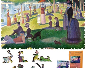 Wooden Jigsaw Puzzle for Adults - Uniquely Shaped Pieces - made in the USA by FoxSmartBox - 440 Pcs - A Sunday Afternoon on La Grande Jatte