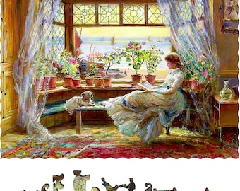 Wooden Jigsaw Puzzles for Adults - Uniquely Shaped Pieces - Made in the USA by FoxSmartBox - 275 Pieces - Reading by the Window