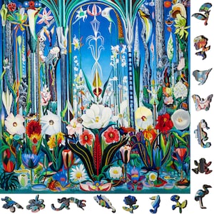 Wooden Jigsaw Puzzles for Adults - Uniquely Shaped Pieces - made in the USA by FoxSmartBox - 262 Pieces - Flowers, Italy