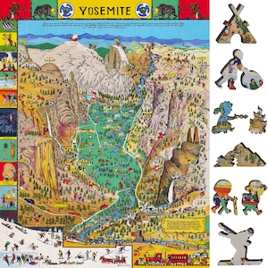 Wooden Jigsaw Puzzles for Adults - Uniquely Shaped Pieces - Made in the USA by FoxSmartBox - 360 Pieces - Yosemite