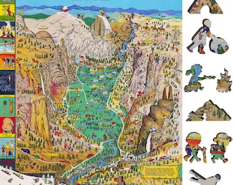 Wooden Jigsaw Puzzles for Adults - Uniquely Shaped Pieces - Made in the USA by FoxSmartBox - 360 Pieces - Yosemite