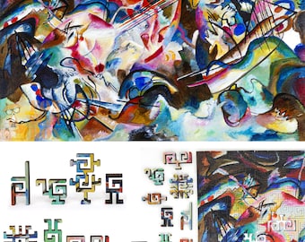 Wooden Jigsaw Puzzles for Adults made in the USA by FoxSmartBox - Geometric - 300 Pieces - Composition VI