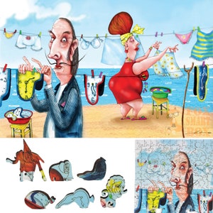 Wooden Jigsaw Puzzles for Adults - Uniquely Shaped Pieces - made in the USA by FoxSmartBox - 305 Pieces - Dali&#39;s Clocks