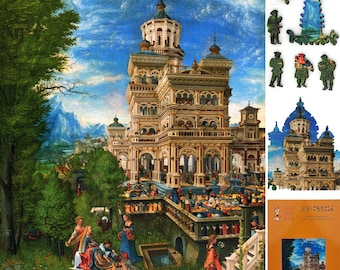 Wooden Jigsaw Puzzle for Adults - Uniquely Shaped Pieces - made in the USA by FoxSmartBox - 303 Pieces - Susanna and the Elders
