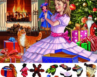 Wooden Jigsaw Puzzles for Adults with Uniquely Shaped Pieces - made in USA by FoxSmartBox - 465 Pieces - Christmas Gift