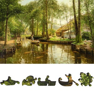 Wooden Jigsaw Puzzles for Adults - Uniquely Shaped Pieces - made in the USA by FoxSmartBox - 444 Pieces - Going To Market