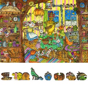 Wooden Jigsaw Puzzles for Adults - Uniquely Shaped Pieces - made in the USA by FoxSmartBox - 380 Pieces - Tea Party