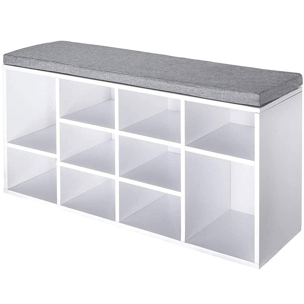 White Cubbie Shoe Cabinet Shoe Storage Bench With Cushion | Etsy UK