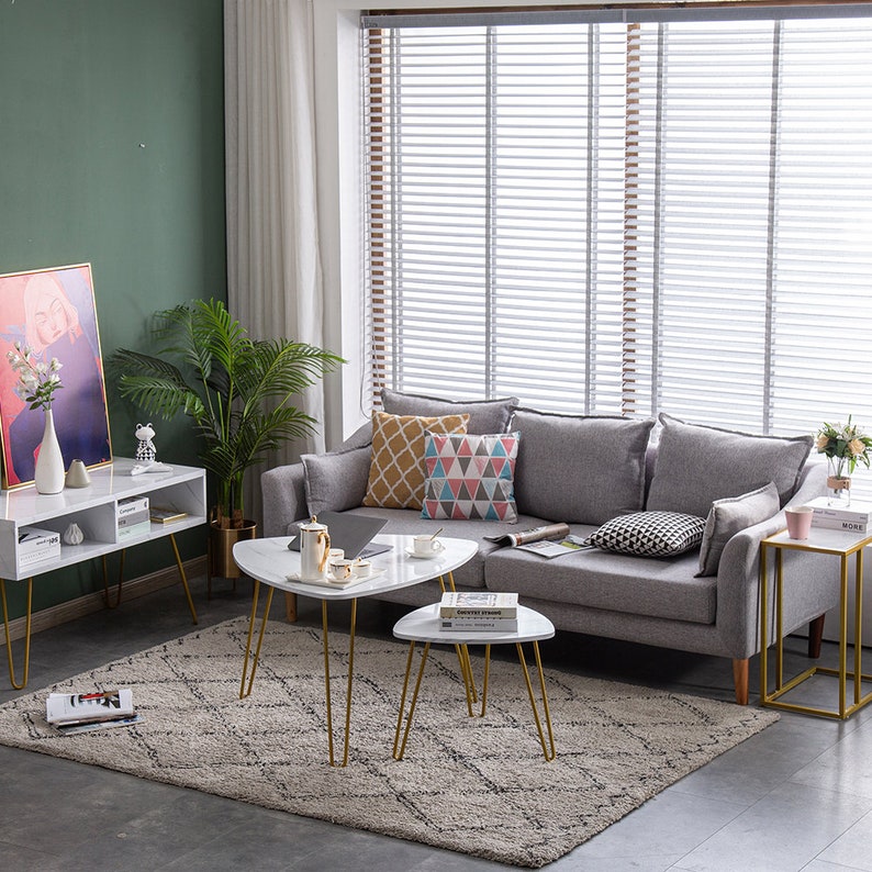 Modern Marble Effect Coffee Table Side Table Marble Effect Etsy