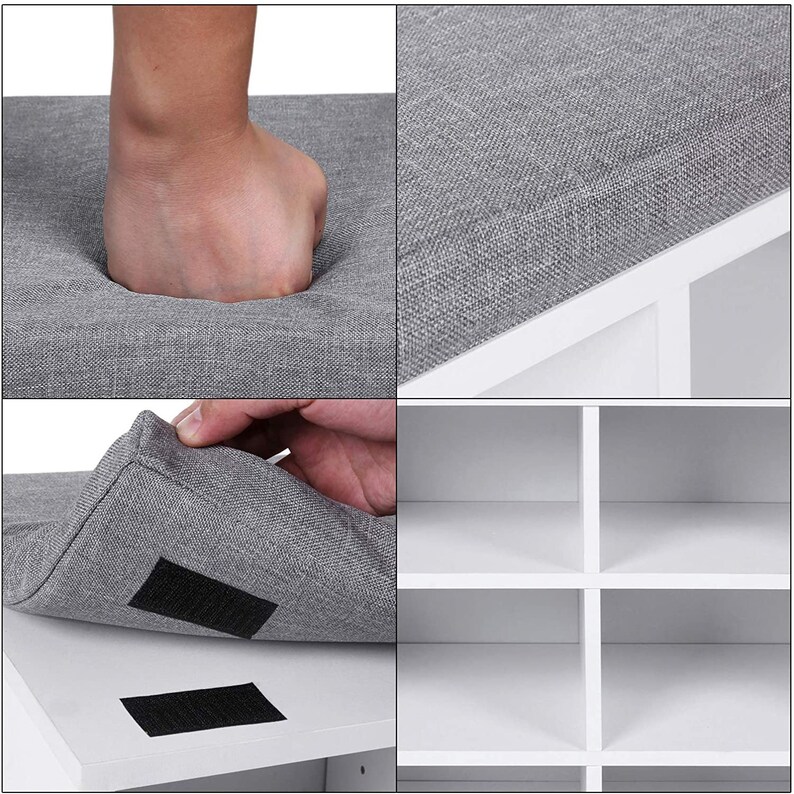 White Cubbie Shoe Shoe Storage Bench With Cushion Etsy UK