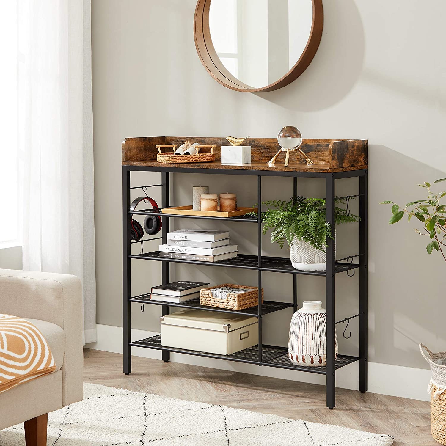 Rustic Shoe Rack Organiser Console Table for Slippers High Etsy