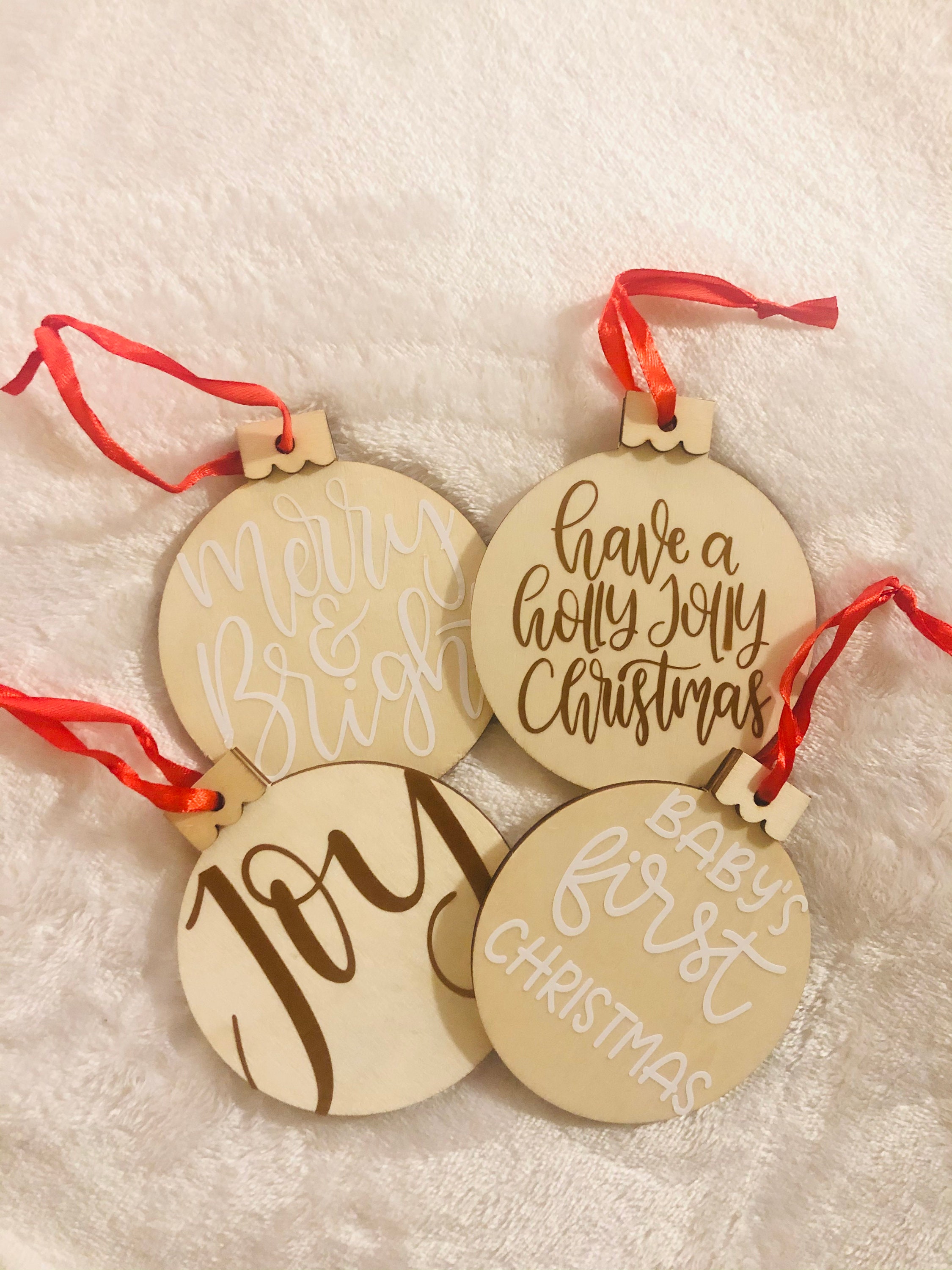 Set of 6 Wooden Christmas Balls Custom Set of 6 Christmas Etsy