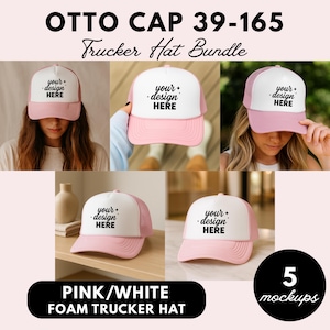 Trucker Hat Mockup Bundle, OTTO Cap 39-165, Rosa Trucker Hut Mockup, PNG Download, Instant Access Mockups, POD Produktmockup, Mockup Bundle
