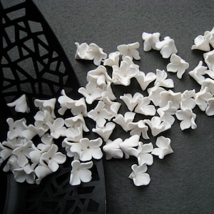 Polymer clay flowers White lilac flowers Floral beads Beading Flowers Tiara Making Caps Crown hair accessories earrings Bridal light jewelry