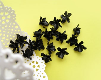 Black vanilla flower Polymer clay beads Jewelry making DIY supply Hairpiece design supply Goth flowers crown Dark floral jewelry supply