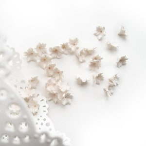 10 pezzi Fiori di argilla polimerica beige avorio Perline floreali Perline Tiara Fare cappellini Accessori per capelli corona orecchini Gioielli da sposa pesca leggera