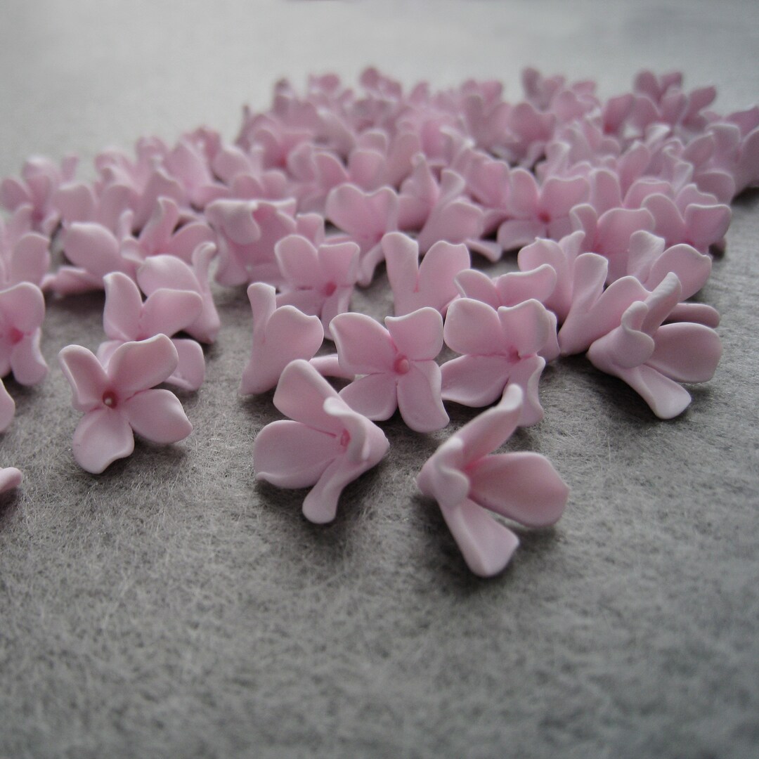 Light Pink Polymer Clay Flowers Lilac Flowers Floral Beads Etsy