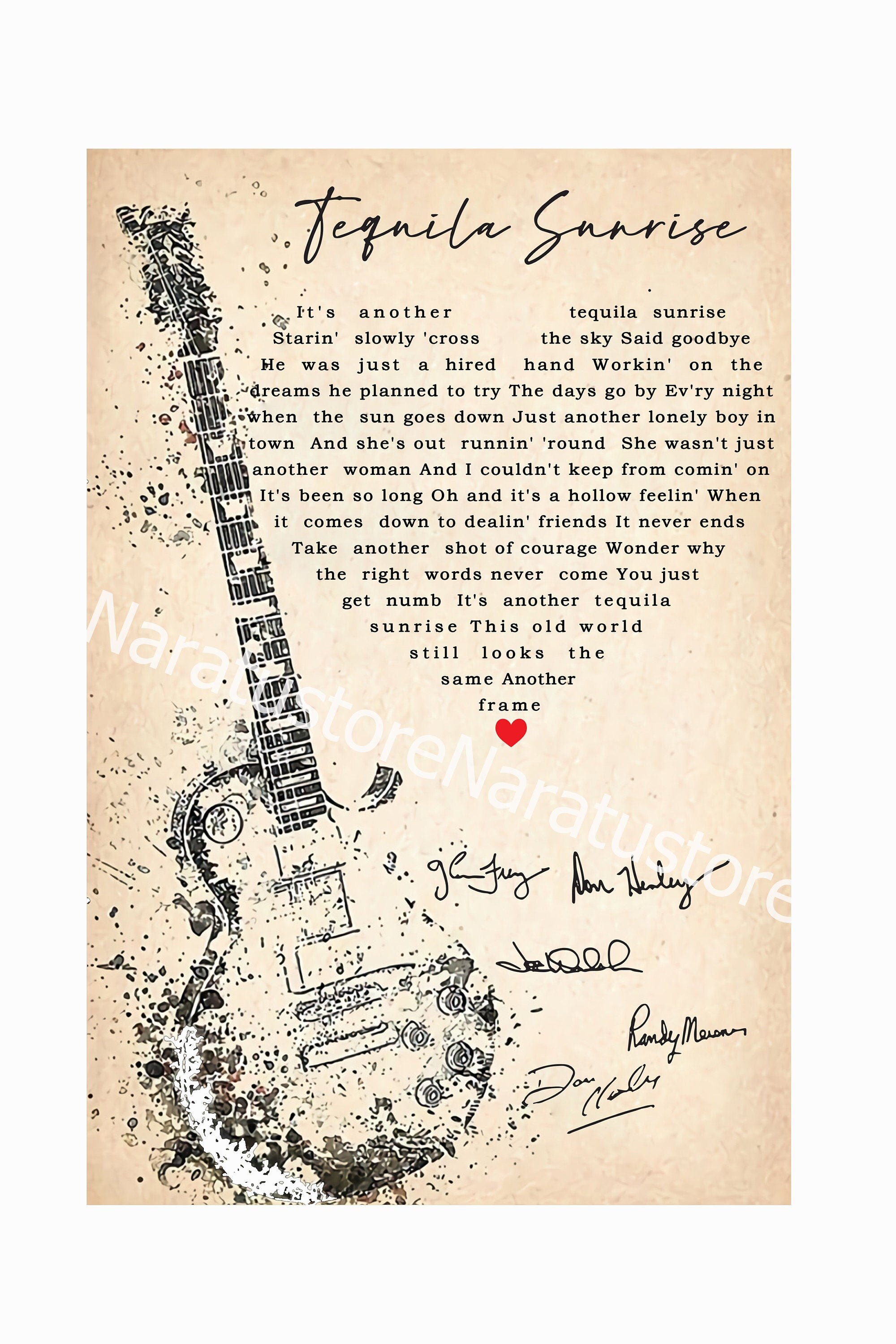 Tequila Sunrise Lyrics Digital File love music PNG song Etsy