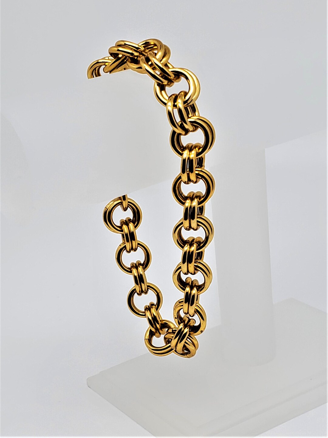 Chain Bracelet, Size 7 3/4 Inch, Gold Color, Anodized Aluminum, 22k ...