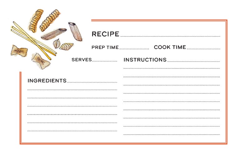 Pasta La Vista Baby Recipe Cards Etsy