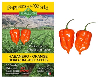 Habanero Orange Heirloom Hot Pepper Seeds