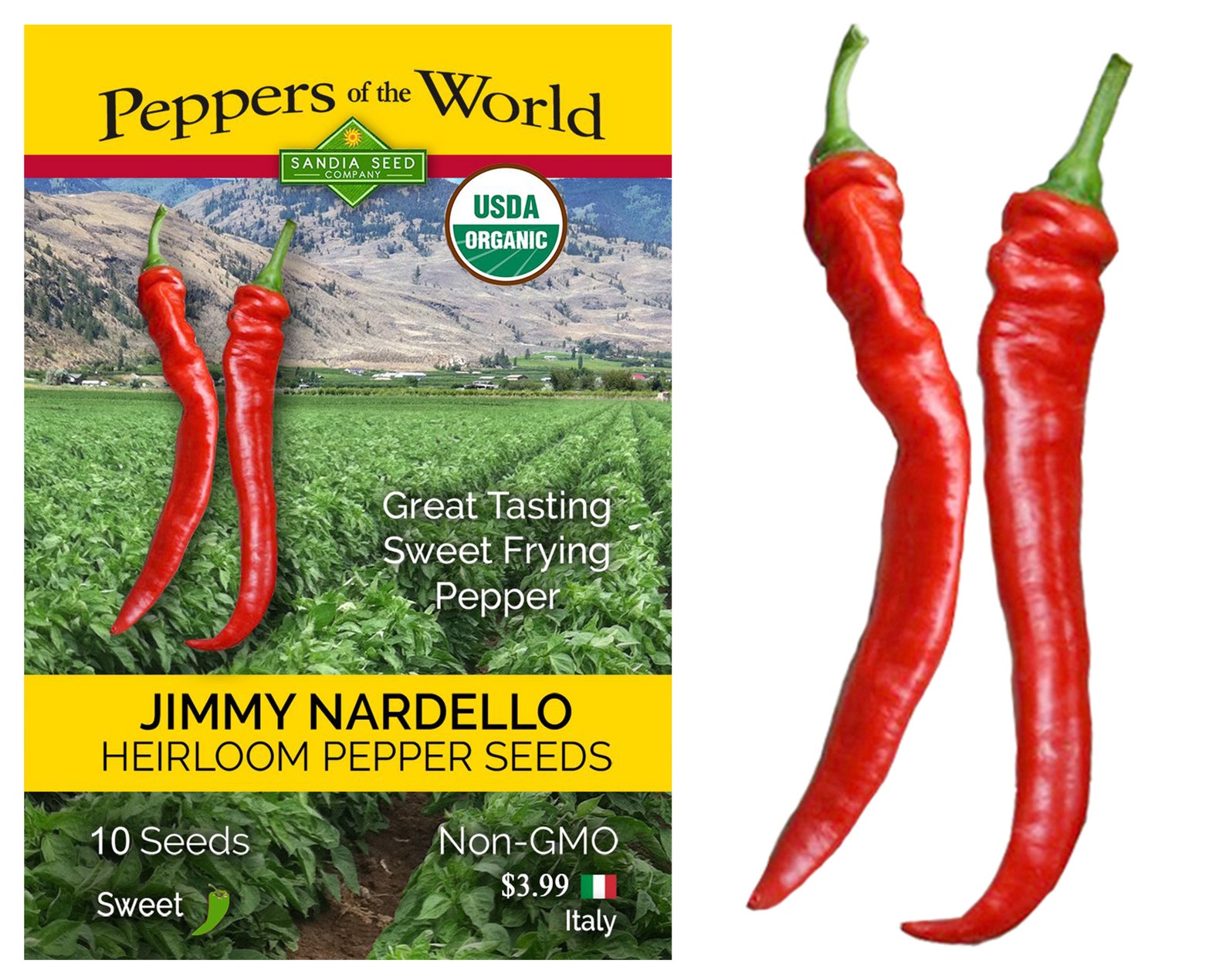 Jimmy Nardello Heirloom Sweet Italian Pepper Seeds Etsy
