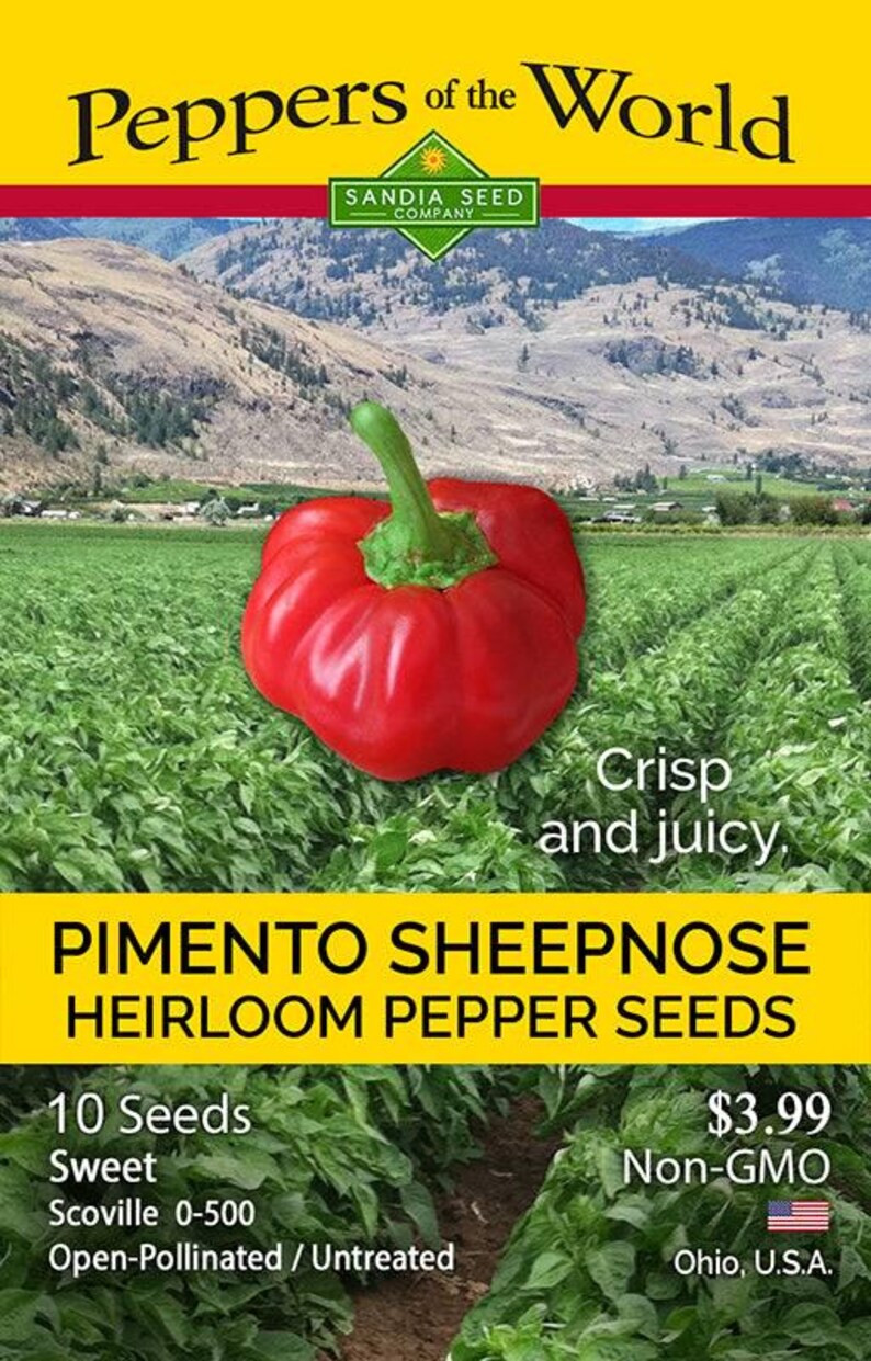 Sandia Seed Company Pimento Sheepnose Pepper Seeds - Thumbnail 3