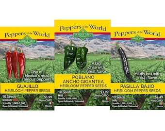 Sabores Mexicanos/Semillas Santísima Trinidad - Paquete de 3 con descuento - Semillas de guajillo, pasilla y poblano