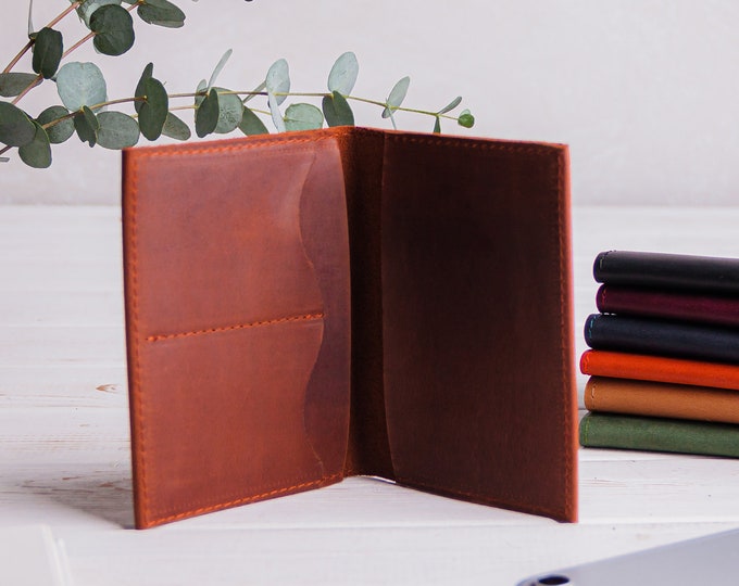 Personalized Leather Passport Holder, Travel Passport Case for Documents, Passport Sleeve Cover, Genuine Leather Passport Case