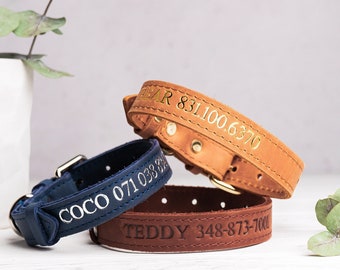 Personalized Leather Dog Collar, Custom Dog Collar, Collar for Small and Big Dogs, Customized Soft Leather Dog Collar