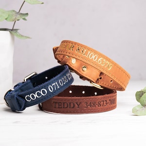Personalisiertes Leder Hundehalsband, Hundehalsband nach Maß, Halsband für kleine und große Hunde, Hundehalsband aus weichem Leder nach Maß