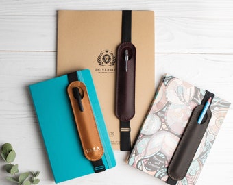 Personalized Pen Holder for Notebook, Leather Single Pen Pouch, Journal Pen Holder, Pen Sleeve, Pen Holder Planner, Elastic Band Pen Pouch