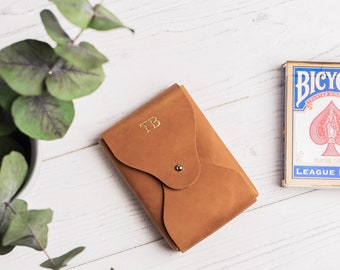 Leather Playing Card Case, Playing Card Sleeve Holder, Card Game Holder, Playing Cards Travel Case, Poker Card Case, Deck Leather Card Case