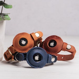 Personalized AirTag Cat Collar, Leather AirTag Cat Collar, Name Engraved Cat Collar with Airtag Holder, Customized Airtag Cat Collar