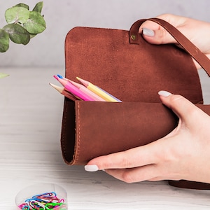 Gepersonaliseerde pennenetui, aangepaste potloodhouder, etui, lederen pennenhouder, potloodetui, lederen pennenzak