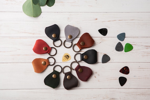 Guitar Picks Case Keychain, Guitar Pick Holder, Vintage Genuine Leather Guitar Pick Keychain, Leather Guitar Pick Case, Guitar Pick Pouch