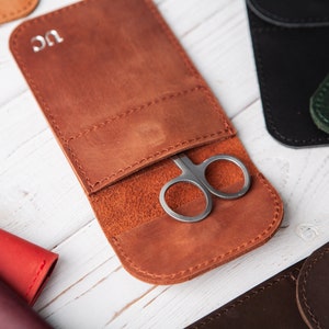 Etui na manicure i pedicure, etui do pielęgnacji paznokci, etui na nożyczki, spersonalizowane skórzane etui do manicure, etui na narzędzia do manicure
