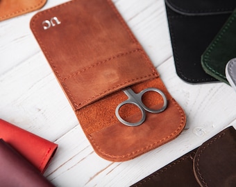 Manicure and Pedicure Pouch, Nail Grooming Case, Scissors Case Holder, Customized Leather Manicure Case Holder, Manicure Organizer Tool Case