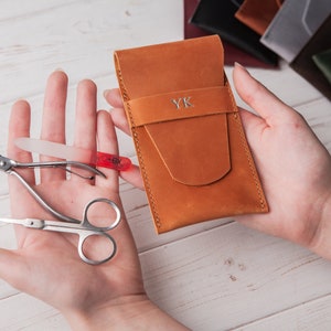 Scissors case Leather, Organizer for tools, Leather tool case, Leather Manicure Case, Monogrammed Organizer for Tools, Custom Scissors Case,