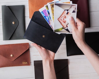 Envelope Photo Pouch, Customized Leather Envelopes for Photos, Leather Case for Prints, Packaging for Wedding and Family Photographers