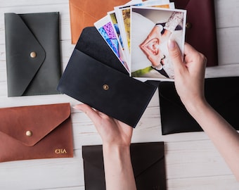 Bolsa para fotos de sobres, sobres de cuero personalizados para fotos, estuche de cuero para impresiones, embalaje para fotógrafos de bodas y familiares