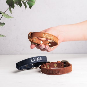 Personalized Cat Collar, Leather Cat Collar, Name Engraved Cat Collar, Customized Cat Collar, Soft Genuine Leather Cat Collar image 2