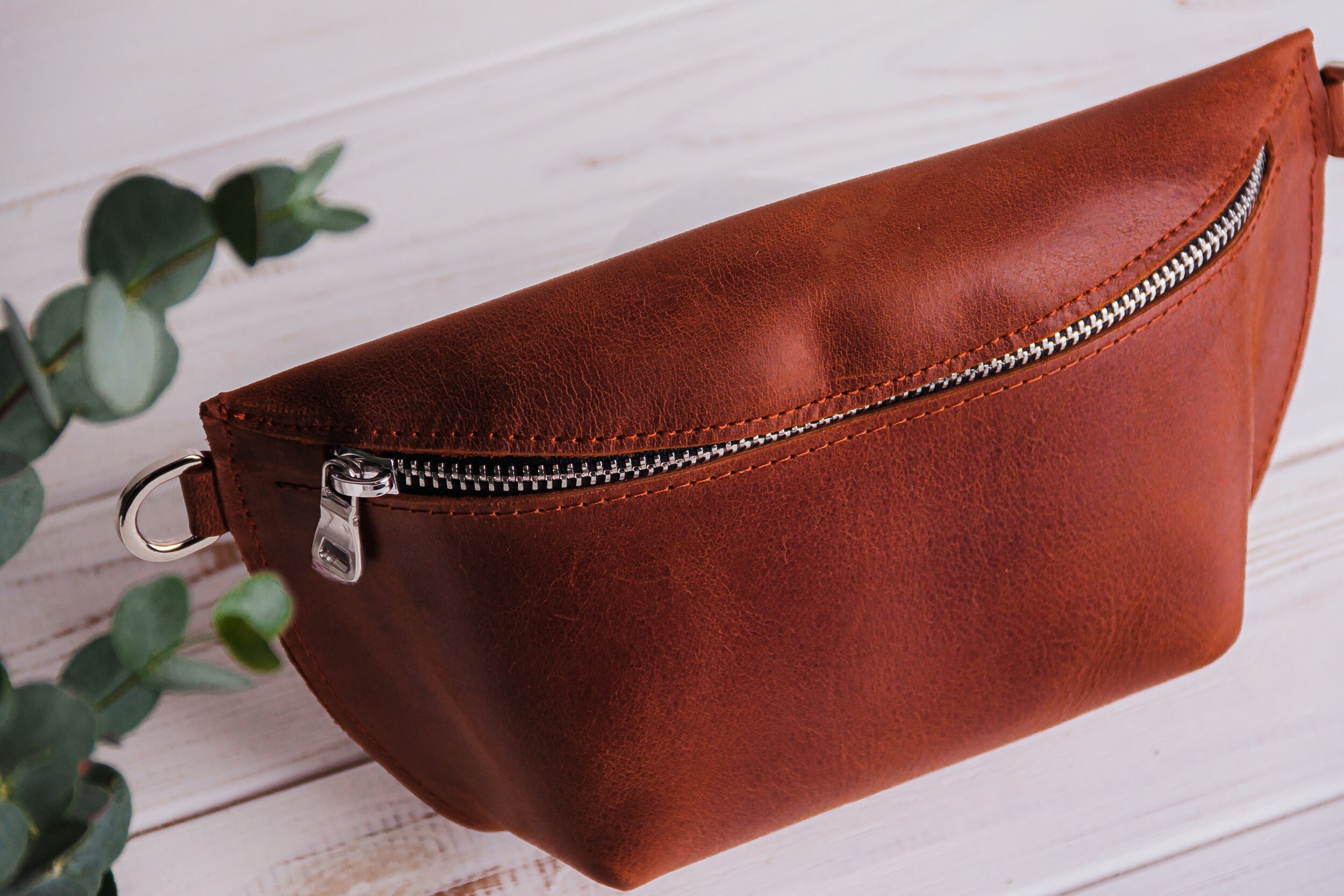 Leather Ladies Hip Bag Handmade Leather Hip Bag Leather Gift Etsy