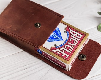 Leather Playing Card Case, Playing Card Sleeve Holder, Card Game Holder, Playing Cards Travel Case, Poker Card Case, Deck Leather Card Case