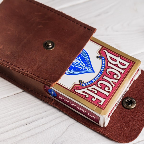 Leather Playing Card Case, Playing Card Sleeve Holder, Card Game Holder, Playing Cards Travel Case, Poker Card Case, Deck Leather Card Case