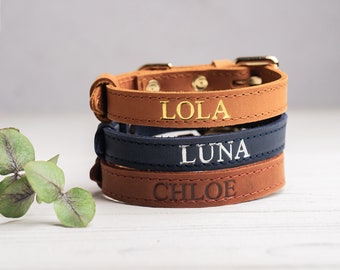Personalized Cat Collar, Leather Cat Collar, Name Engraved Cat Collar, Customized Cat Collar, Soft Genuine Leather Cat Collar