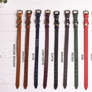 Personalized Cat Collar, Leather Cat Collar, Name Engraved Cat Collar, Customized Cat Collar, Soft Genuine Leather Cat Collar image 4