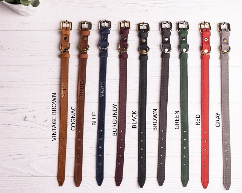 Personalized Cat Collar, Leather Cat Collar, Name Engraved Cat Collar, Customized Cat Collar, Soft Genuine Leather Cat Collar image 4