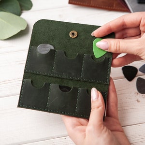 Porta plettro personalizzato, custodia in pelle per plettro personalizzato, porta plettro in pelle, custodia per plettro, borsa porta plettro